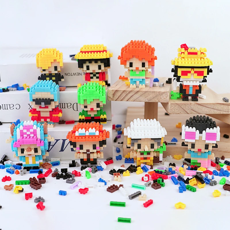 ONE PIECE M195 M207 5004 Mini Building Blocks Sun God Nika Luffy Zoro Ace Buggy 3D Anime Cute Model Assembly Doll Gift