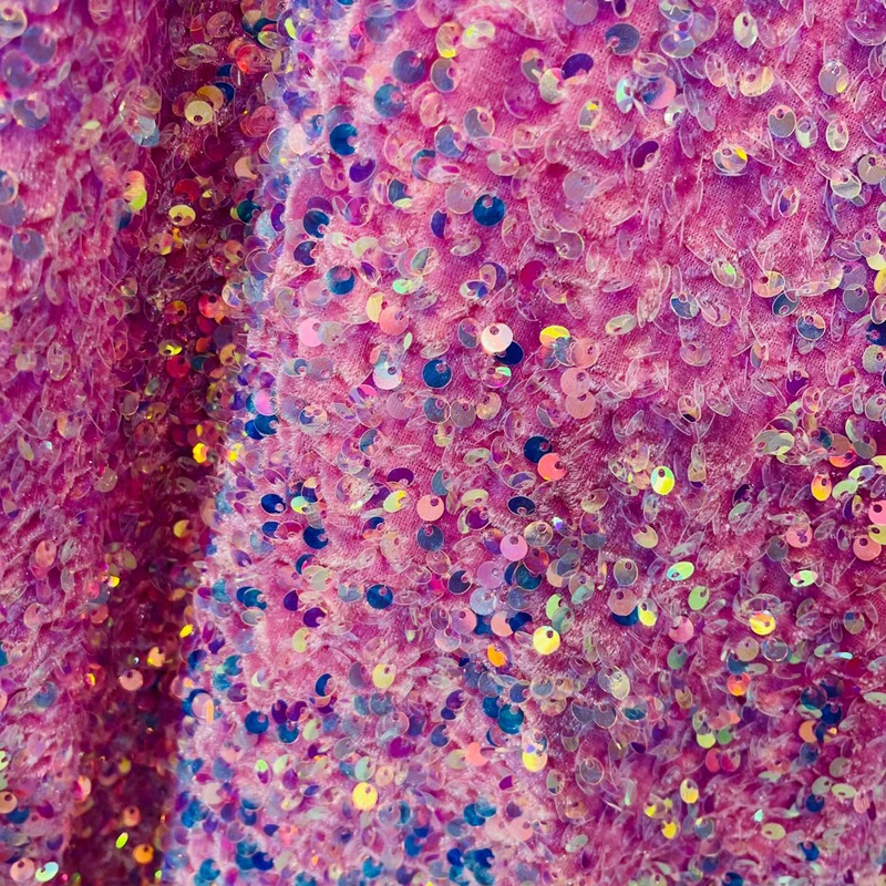 Velvet Sequin Fabric for Evening Prom Dress Sparking Reflective Wedding Decoration Clothes Material Party Special Events