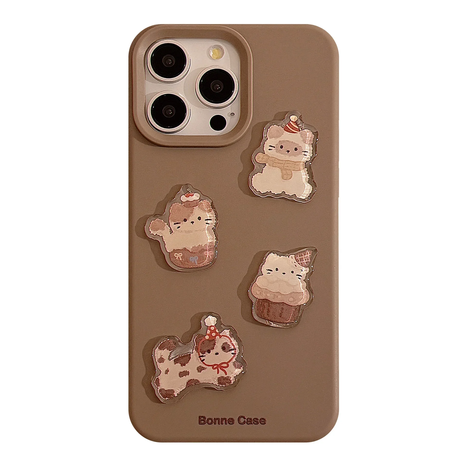 Etui na telefon Cute Brown Kitten Patch do iPhone'a 16 15 14 12 13 11 Pro ProMax Plus X XR Wstrząsoodporny pokrowiec na telefon