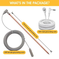 Varilla de conexión a tierra de cobre B97A con cable de tierra hembra de 40 pies, kit de varilla de tierra portátil, ideal para productos conectados a tierra A