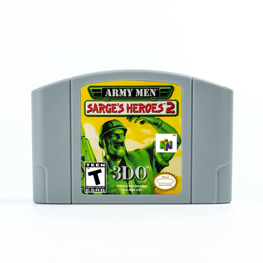 

Army Men - Sarge's Heroes 2 for Retro 64 Bit Game Cartridge USA Version NTSC FormatChidren Gift Gaming