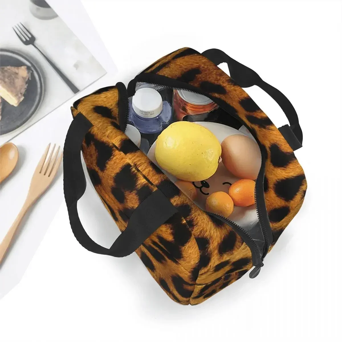 Leopard Spot Pattern Insulated Lun Bags Portable Animal Skin  Container Cooler Bag  Box Tote Bea Picnic Girl Boy