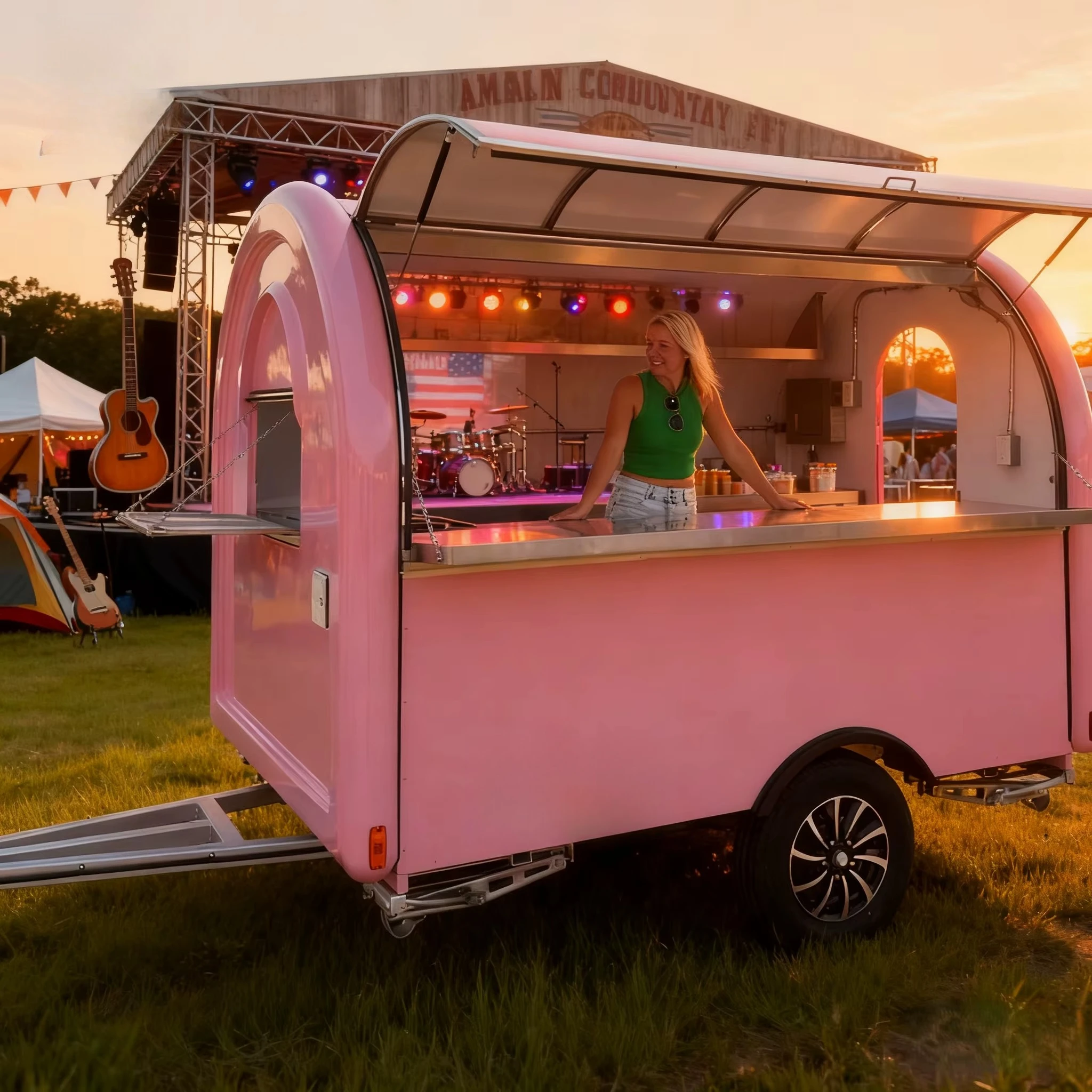 Commercial Mobile Food Kiosk Custom Towable Concession Trailer Catering Food Trailer For Campsite And Tourist Spot