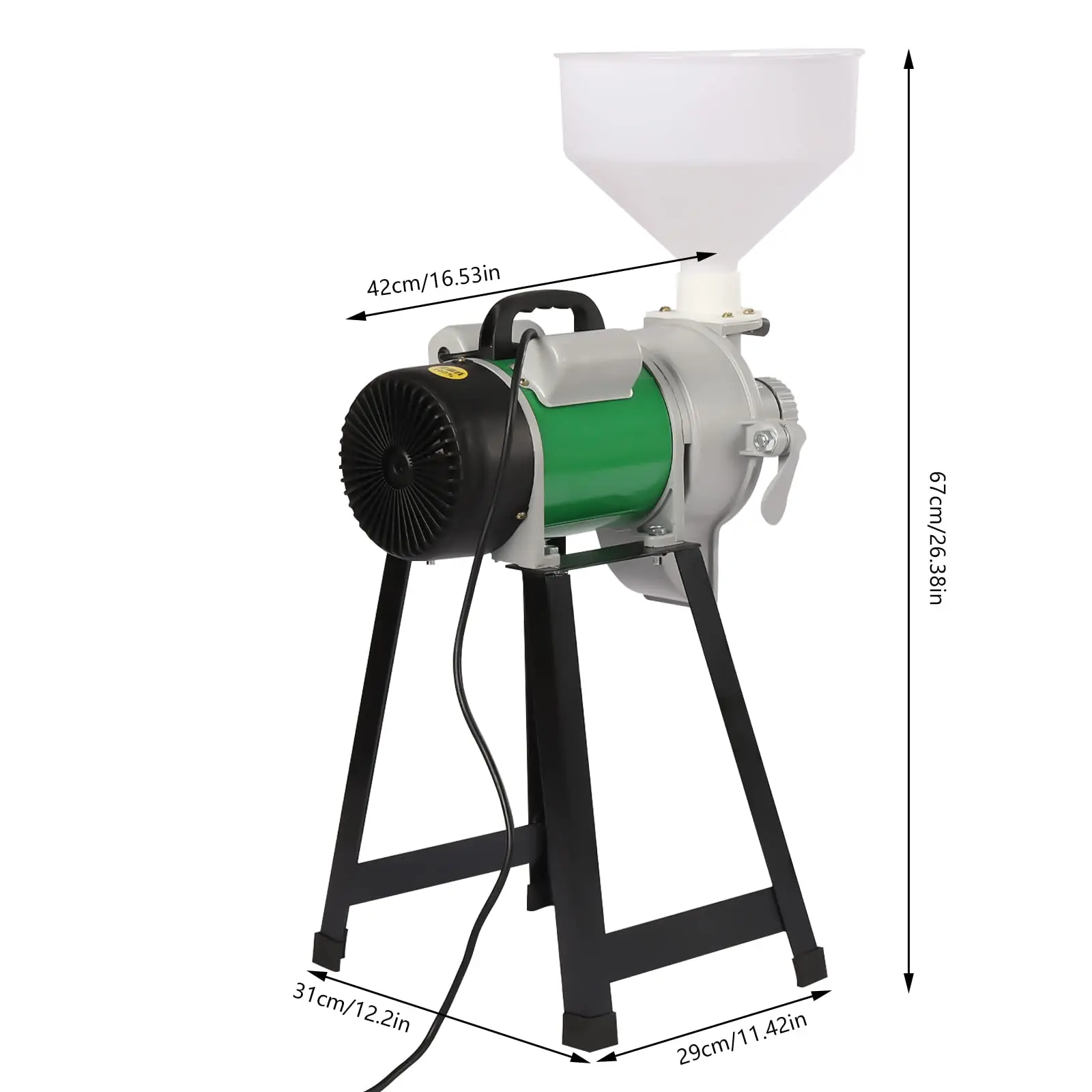 Electric Grinder 110V Electric Grain Wet Mill with Hopper Wet Dry Mill Rice Corn Grain Coffee Wheat Grinder (Green)