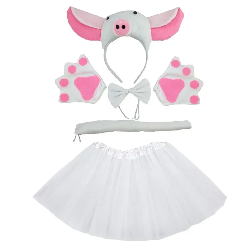 Animal Costume Ear Headband Tail Claw Gloves Tutu Skirt Birthday Party Makeup Props Gifts Halloween Cosplay Props
