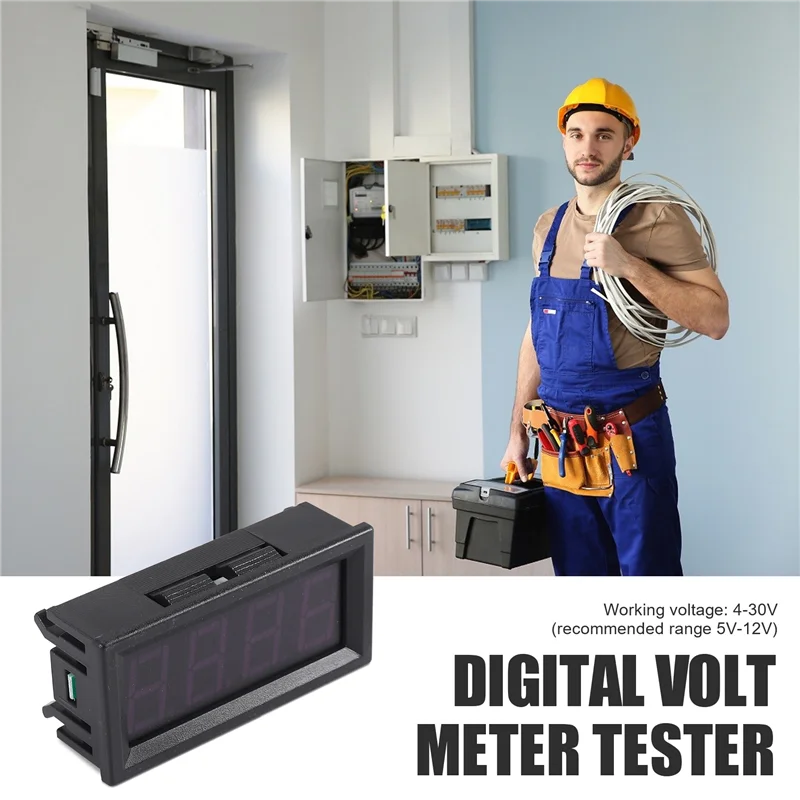 AB30-Mini Digital LED Display 4 Bits 0-100V Voltmeter Panel Volt Voltage Meter Tester