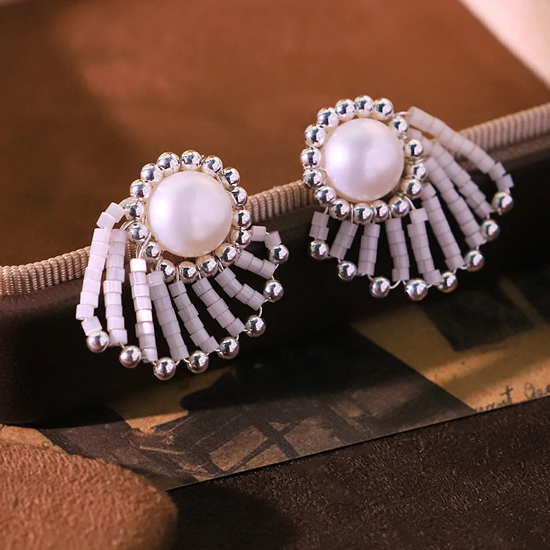 

Натуральный пресноводный жемчуг, стеклянные ветровые серьги ручной работы, креативный дизайн, пляжный стиль, подарок для путешествий, женские украшения GE1800