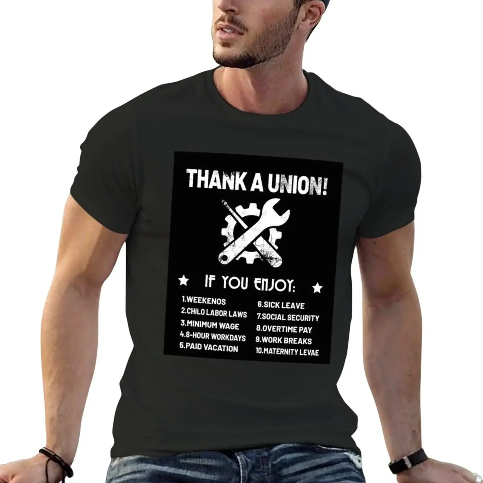 Thank A Union - Labor Union T-Shirt graphic t shirts blacks blue archive men workout shirt