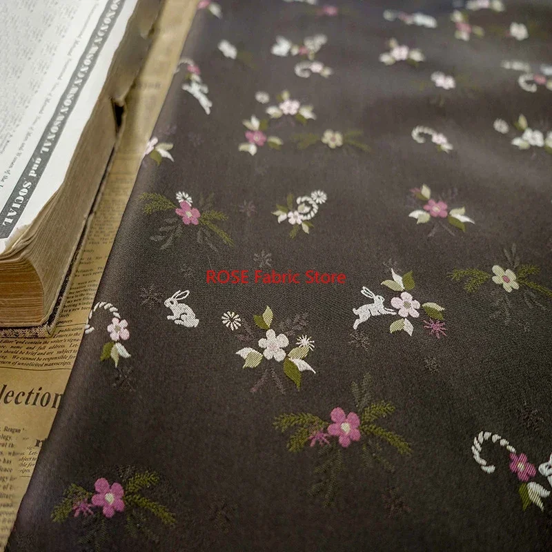 Tessuto jacquard tinto in filo classico marrone da 1 metro, abito da donna autunno inverno, borsa cosmetica, semplice tessuto da cucito decorativo
