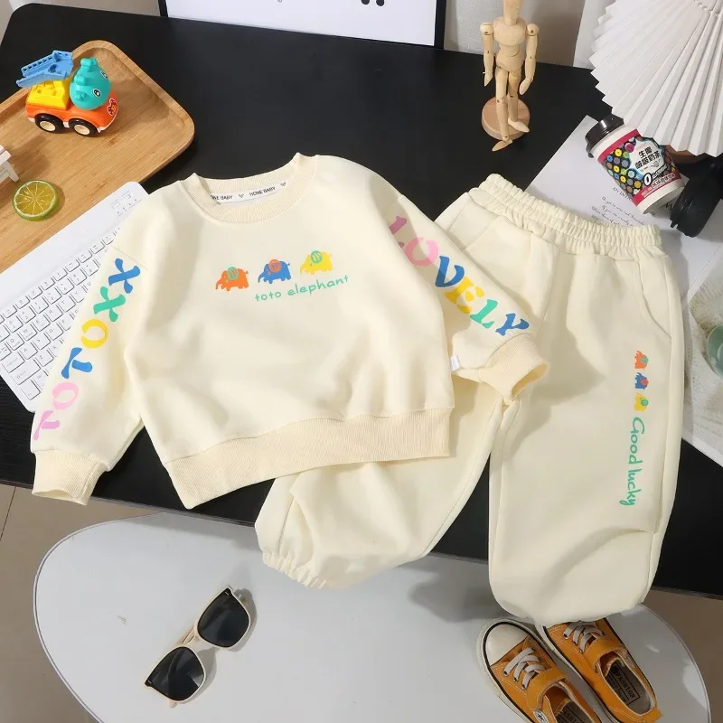 

Autumn Spring Children Long Sleeve Hoodie Pants Set New Sweatshirt Sweatpants Outdoor Sports Two-piece Top Clothes Kids Gifts