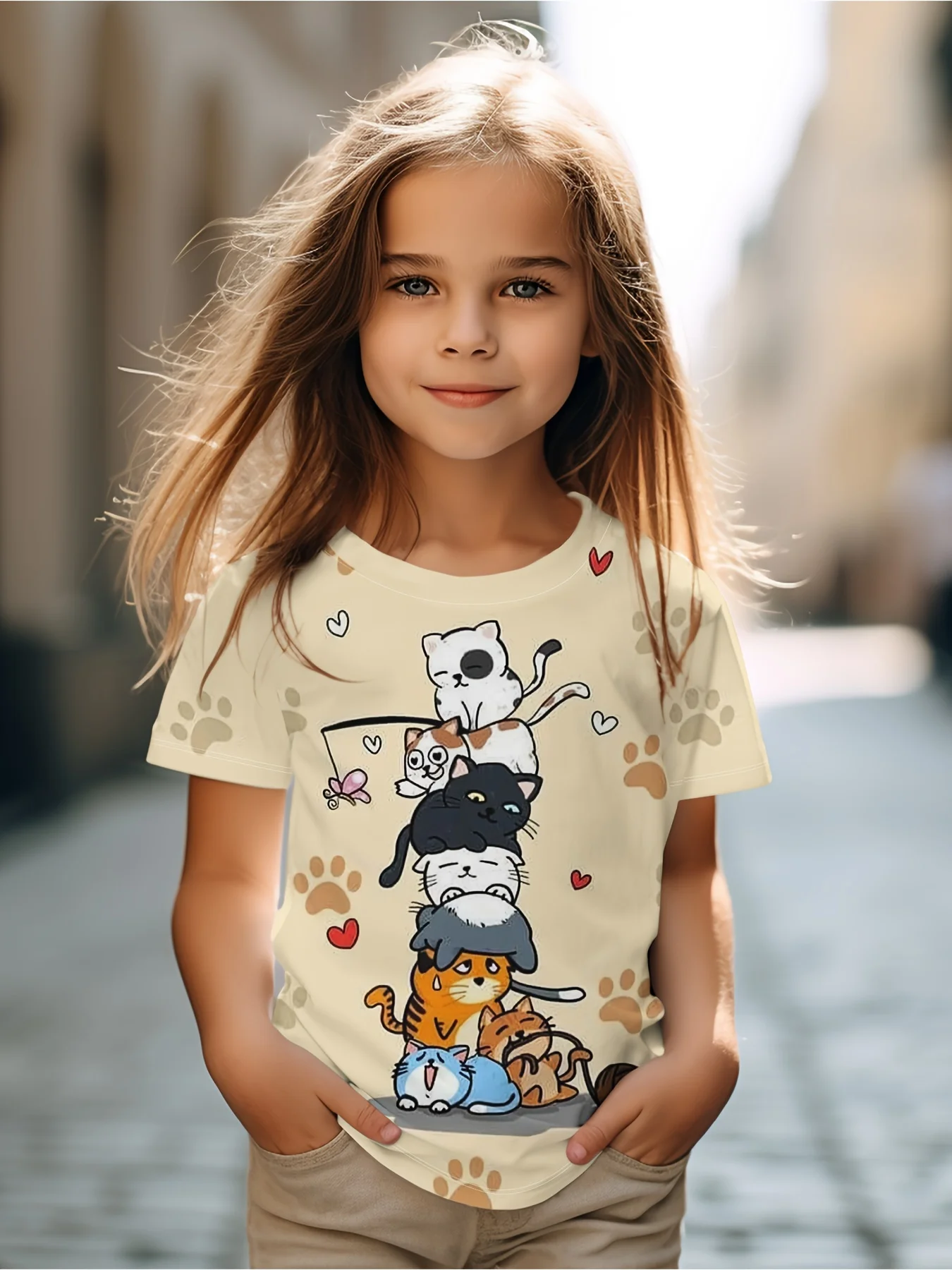 Так милый! Детская одежда, футболки с рисунком милого кота, топы с короткими рукавами, летняя детская футболка с круглым вырезом, детская футболка с рисунком