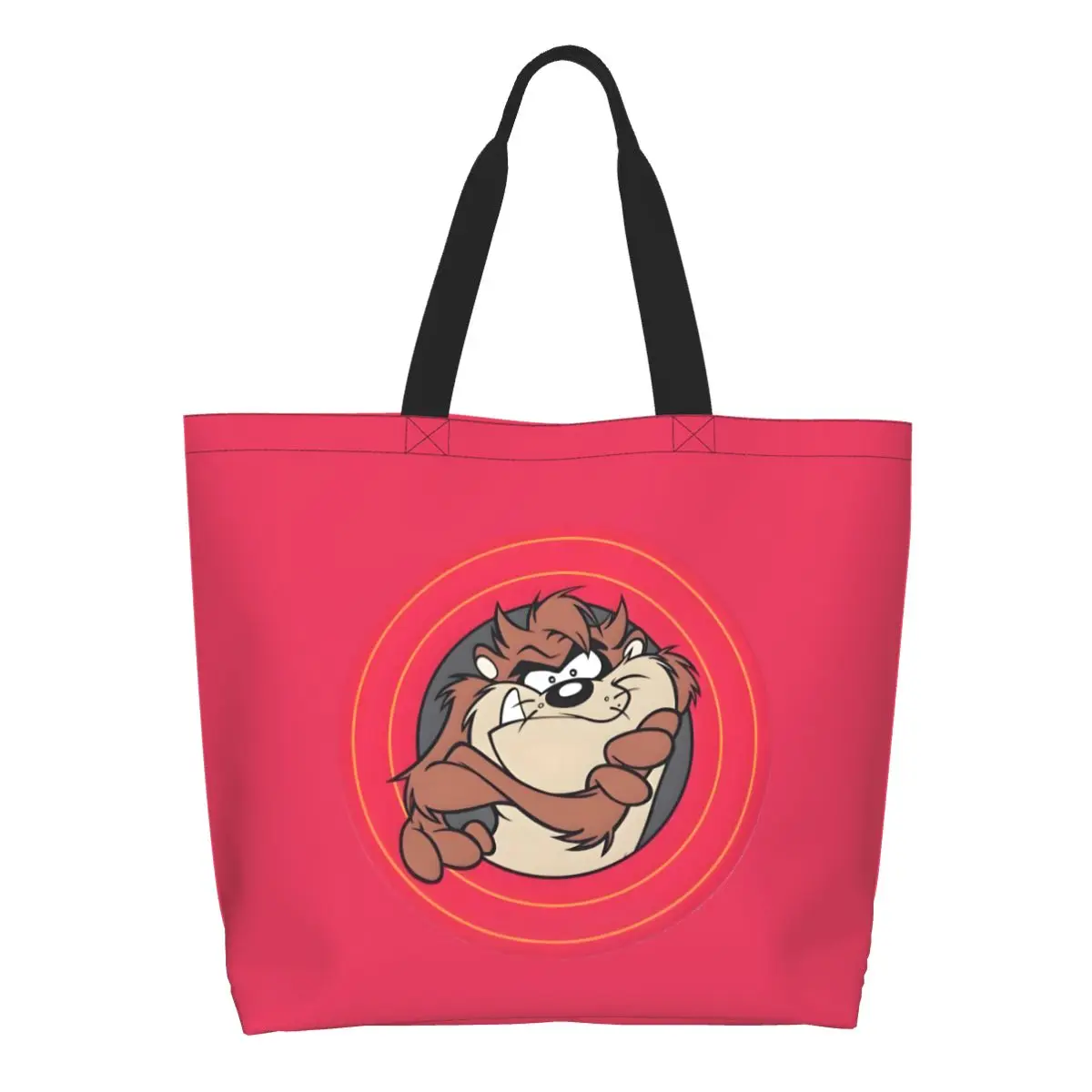 

Custom Tasmanians Devils Grocery Shopping Bag Cute Printed Canvas Shopper Shoulder Tote Bags Large Capacity Portable Handbag