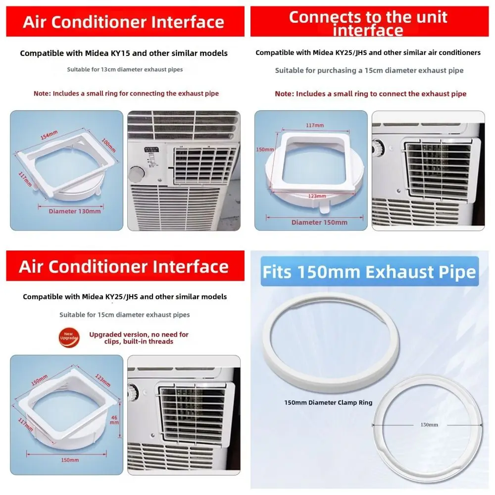 Vent Hose Coupler Air Conditioner Hose Connector White Snap-On Structure Exhaust Pipe Clamp Ring PVC Secure Connection