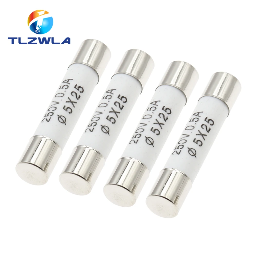 100PCS RO55 Fast Blow Ceramic Fuse 5*25mm Fuse 250V 0.5A 1A 2A 3A 4A 6A 8A 10A 15A 20A 25A 30A 5X25MM