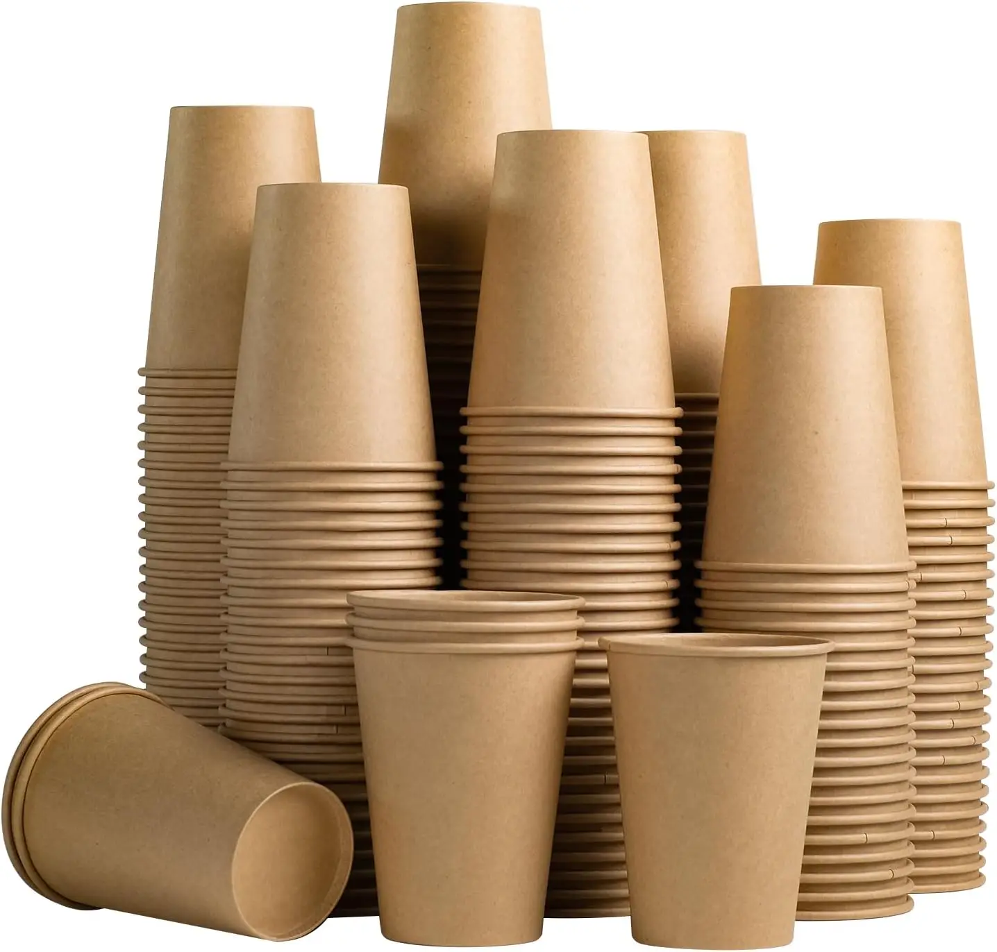

210 Pack 12 OZ Paper Coffee Cups, Disposable Kraft Paper Cups, Unbleached Brown Cups for Hot/Cold Beverage Party Home Of