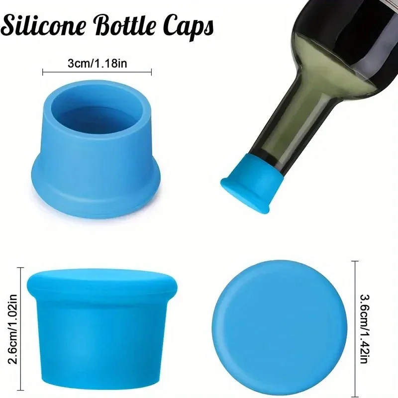 Reusable Silicone Wine Bottle Stoppers and Glass Stoppers for Wine, Red Wine, and Champagne