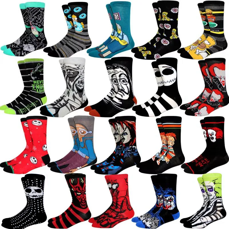 50 Style Fashion Long Anime Men Socks Hip Hop Creative Women Sock CosplayOutdoor trend Funny Couple Socks Happy Crew Socks 36-45