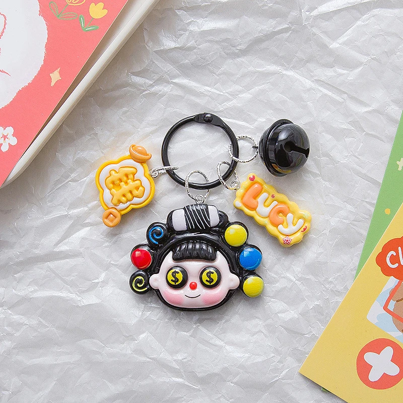 Kawaii Cartoon Anime Girls Keychain Sweet Cute Resin Key Holder Keyring Lovely Backpack Pendant Bag Decoration