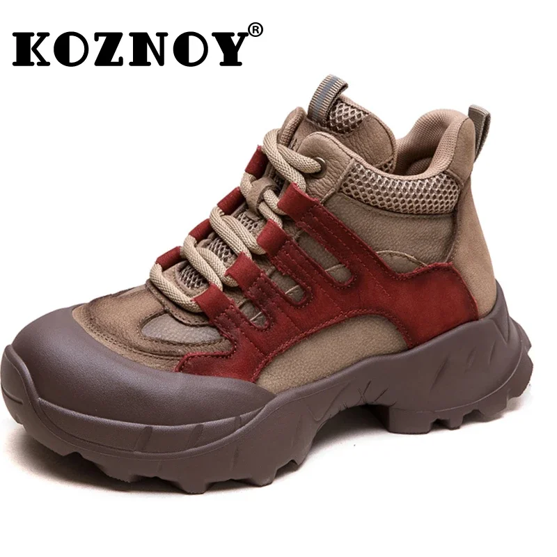 

Koznoy 4cm Suede Genuine Leather Plush Autumn Chunky Sneakers Platform Wedge Women Flats Vulcanize Loafer Spring Winter Shoes