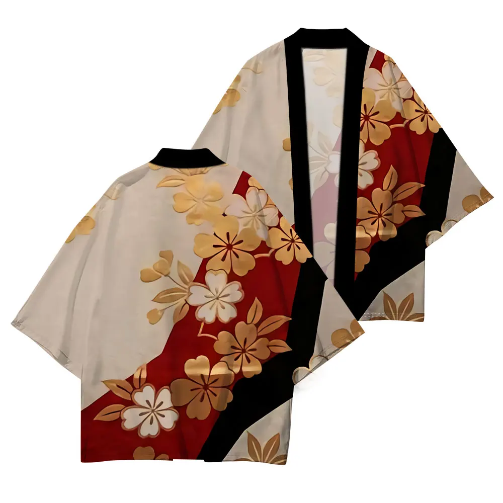 Vestido tradicional japonés, Kimono japonés con estampado de flores de cerezo, comodidad informal, Kimono de alta calidad, media manga, moda de
