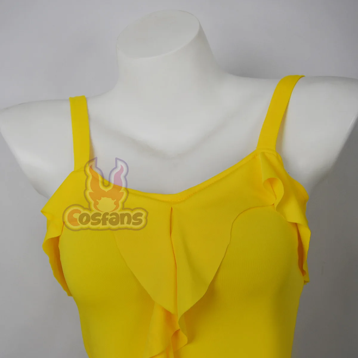 Sexy Cheerleader Costume Crop Yellow Top Blue Pleated Skirt Pom Poms Halloween Shakira Dai Dai Same Style Cheerleading Dress - view 5