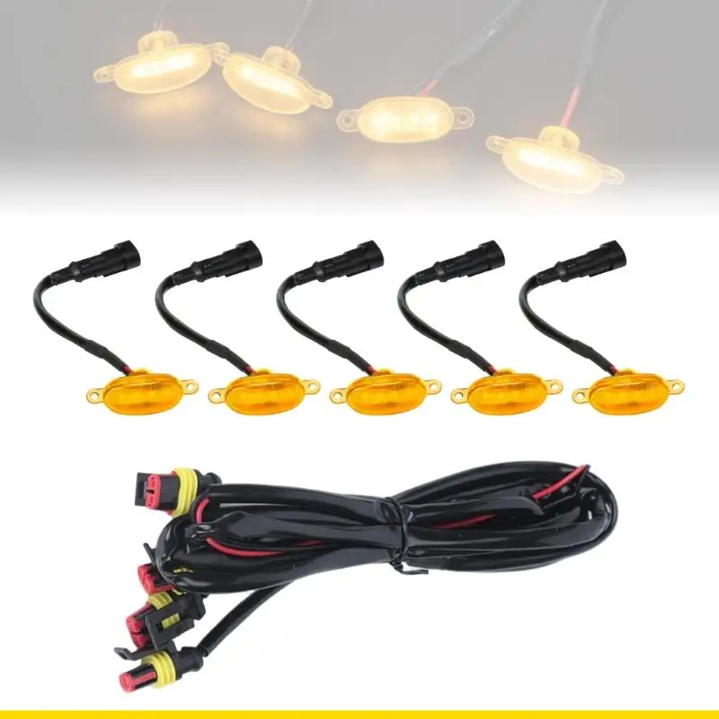 SZCH Front Grille LED Running Light Set 12V 6W with Five-Lamp Layout and One-to-Five Harness for Daily Street Use