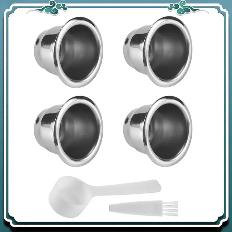 4Pcs For Nespresso Stainless Steel Refillable Coffee Capsule Coffee Filter Reusable Coffee Pod Reusable Cafe Machine DIY Limited