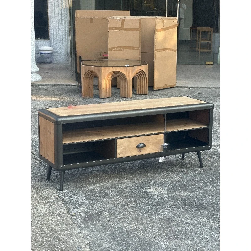 Furniture retro wrought iron solid wood craft TV cabinet