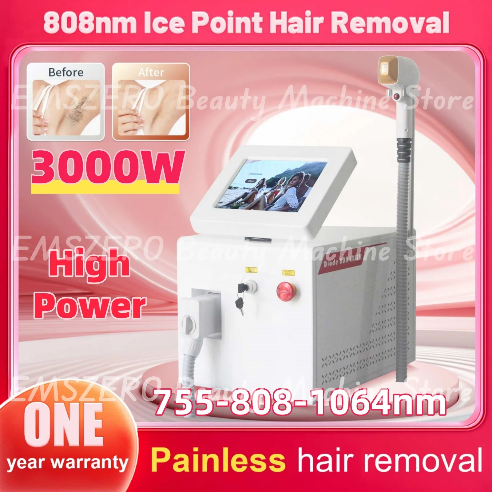 

Portable 4-wavelength semiconductor laser hair removal machine, ice titanium painless permanent hair removal device
