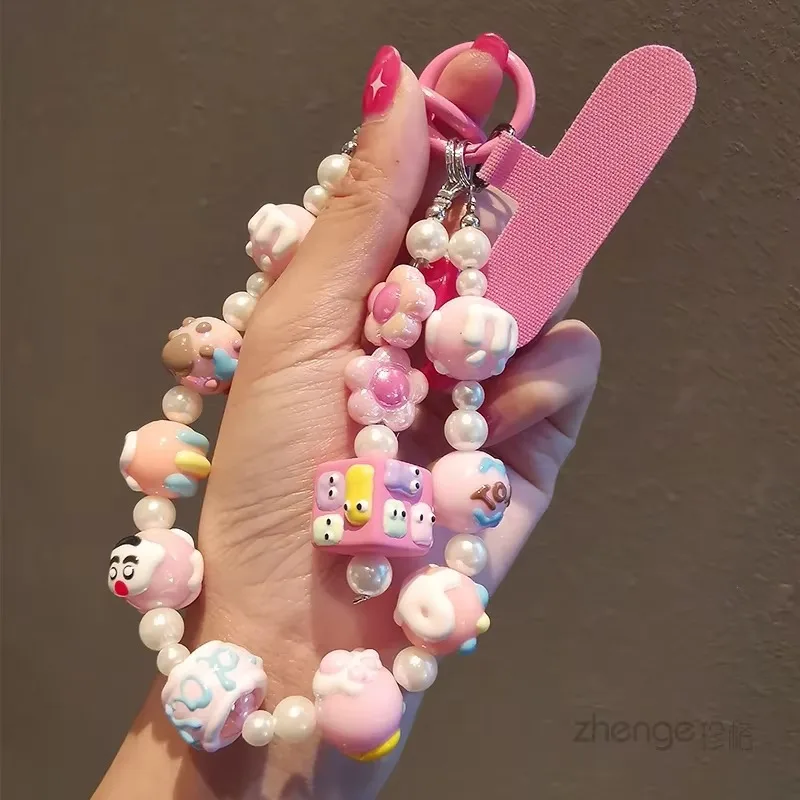 Candy Colored Graffiti Cartoon Bead Phone Charm Luxury Phone Case Chain Handmade DIY Decoration Cute Hanging Rope Cute Lanyard