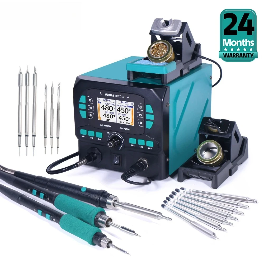 992D-II Precision Hot Air  Rework Station 210 245 Soldering Iron Station for Microscope Soldering Electronics Repair PCB