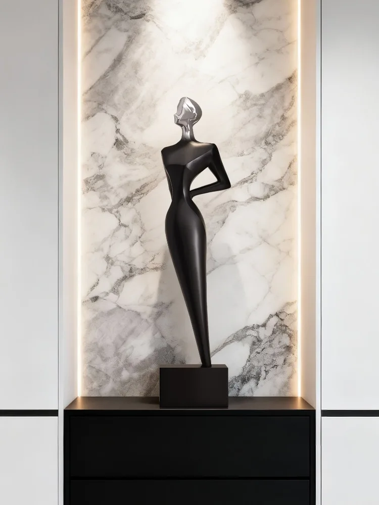 Sculpture Abstract Figure Art Slender Decoration Plating Resin Luxury Living Room Vertical Entrance Office Statue Decorations