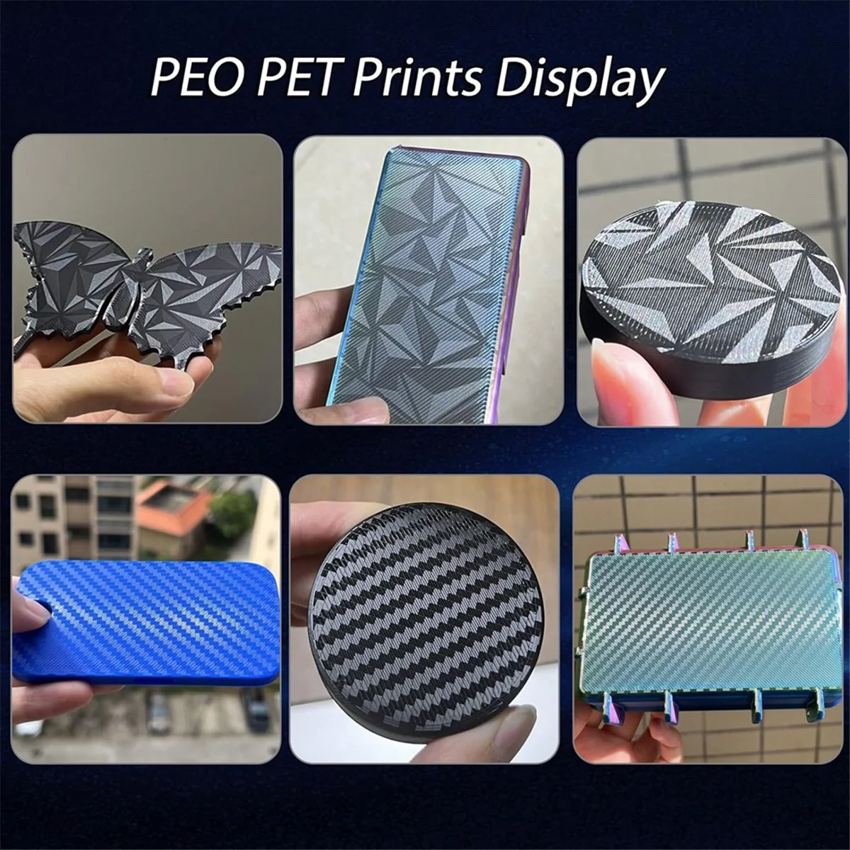 Hot 3D Printer PEO PET Build Plate for Bambu-Lab X1/X1C/X1E/P1P/P1S/A1 3D Printer,PEO+Carbon Fiber PET Surface257x257mm