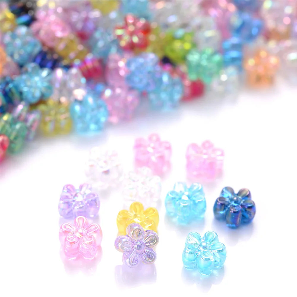 50/100pcs Multicolor AB Color Flash Acrylic Beads Flower Petal Loose Beads for Jewelry Making DIY Bracelet Necklace Accessories