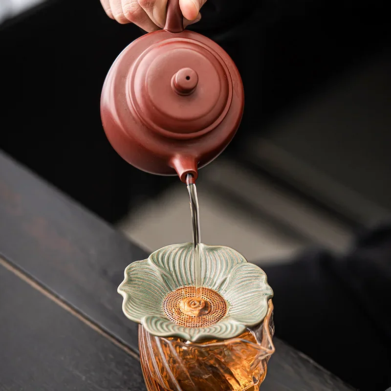 Persimmon Shaped Tea Strainer Filter Set Household All Ceramic Tea Filter Screen Tea Set Accessories Ceramic Automatic Filter