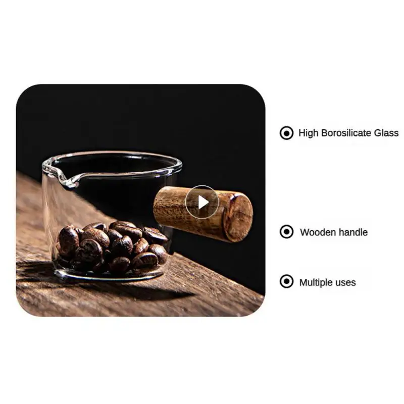 Milk Cup Round Wood Handle Preferred Material Wood Bar Counter Utensils Glass Multiple Use Of One Object Wooden Handle Milk Cup