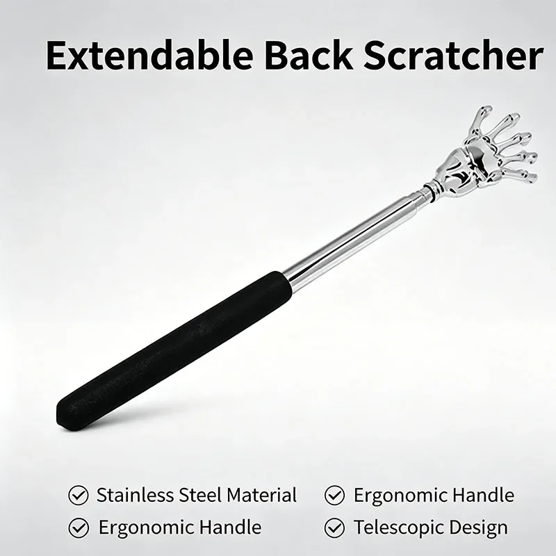 1/2pcs  Portable Extendable Back Scratcher Stainless Steel Telescoping Back Scratcher for Both Human and Pets Extendable Back