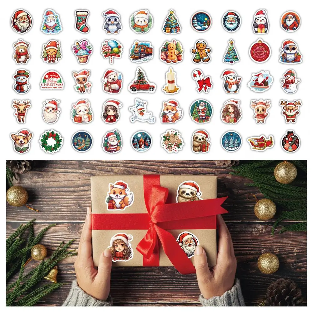 Cartoon Christmas Themed Stickers Pencil Box Graffiti Stickers Waterproof Christmas Sticker Set 100pcs Removable Pvc for Phone