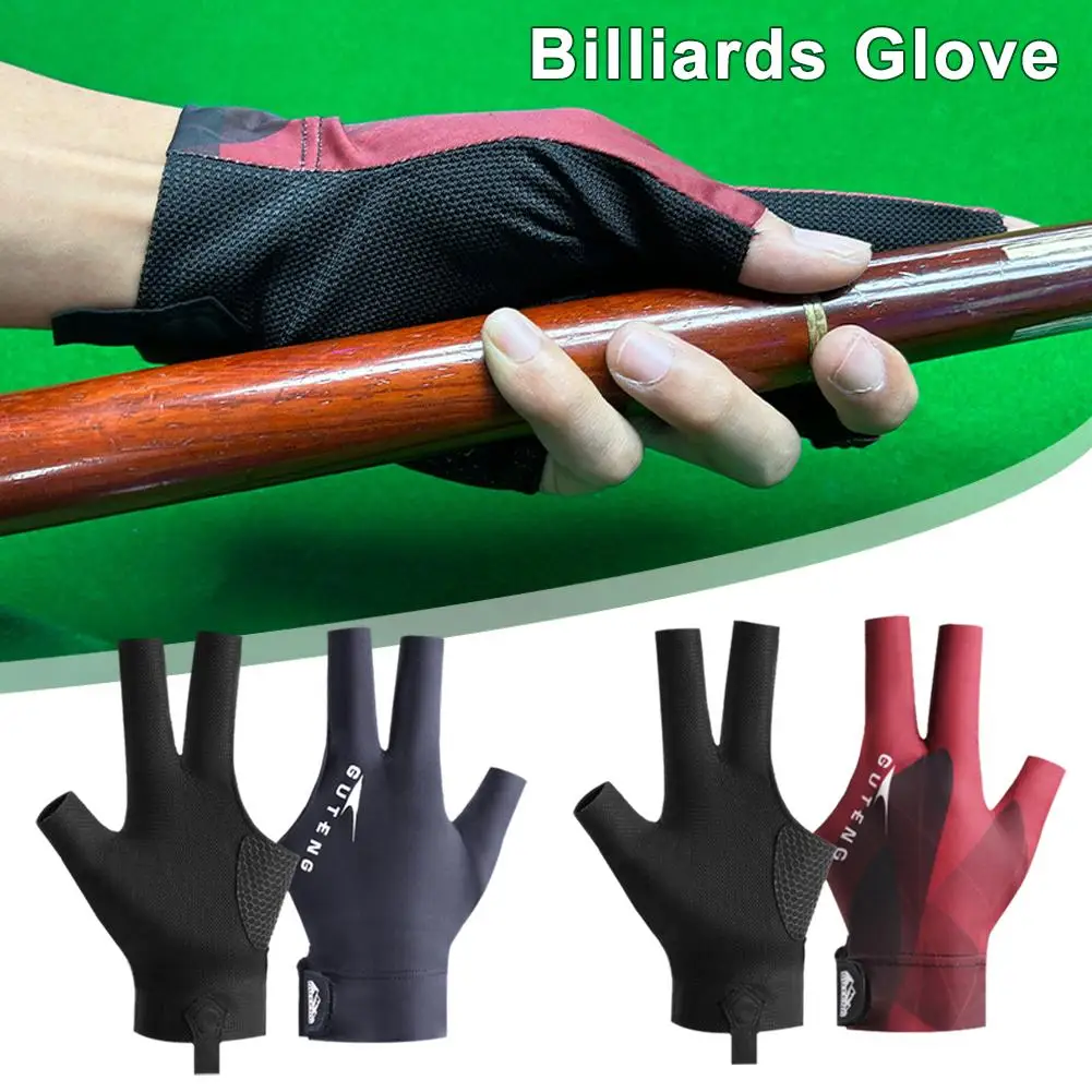 1 Pc Left Billiards Glove Left Hand Three Finger Snooker Slip Non Billiard Billiards Accessories Glove W6t1