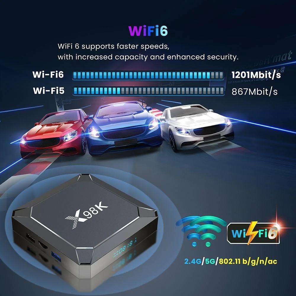 X98K Smart TV Box  Android 13.0  2.4g & 5g Wifi 6  RK3528A  Quad core ARM Cortex-A35 8k Bluetooth 5.0 4g 32gb  Set-Top Box