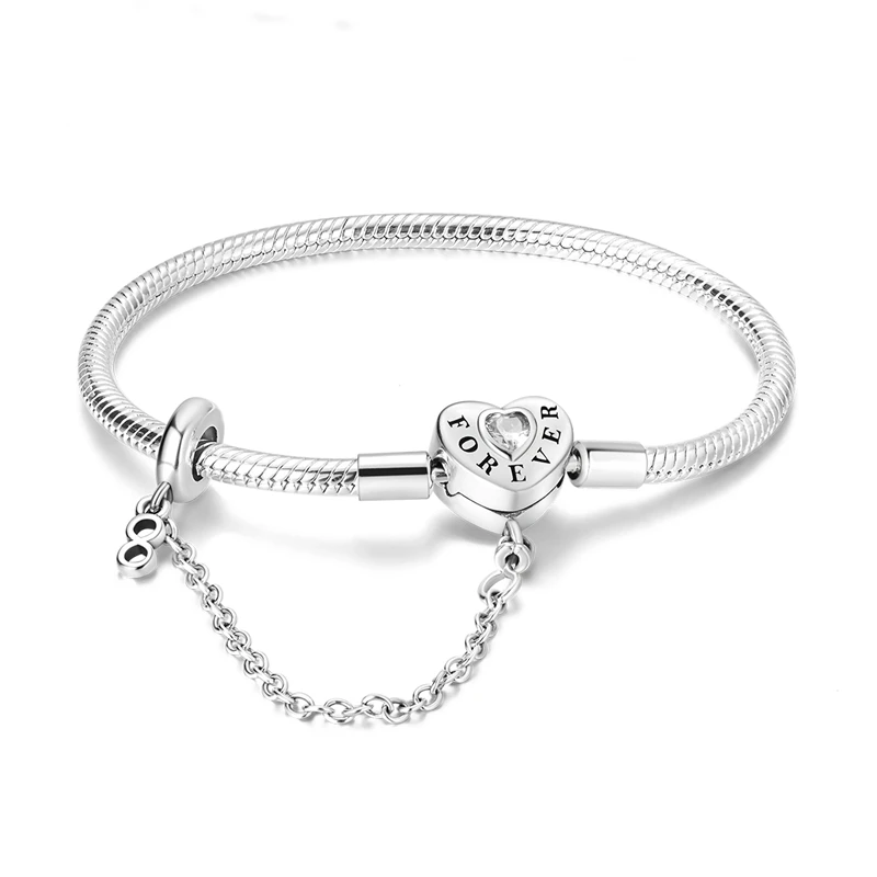 Original Armbänder 925 Silber 17-20 CM Herz Sicherheit 3mm Kette Schlange Knochen Armband Fit DIY Charms perle Geburtstag Schmuck Geschenke – Detail 40