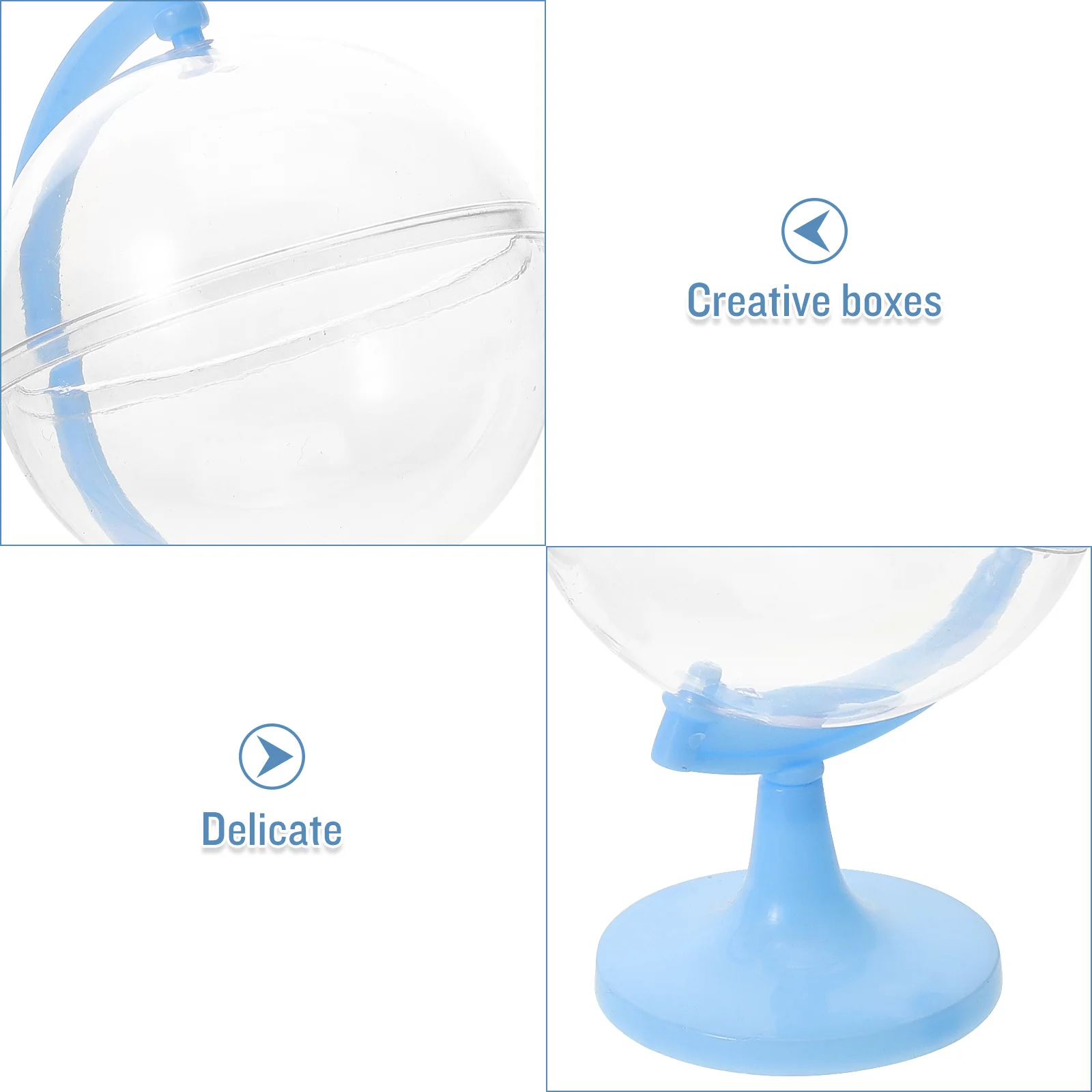 

12Pcs Plastic Tellurion Candy Boxes Light Blue Creative Candy Containers for Wedding Christmas Party Gift Favor Storage