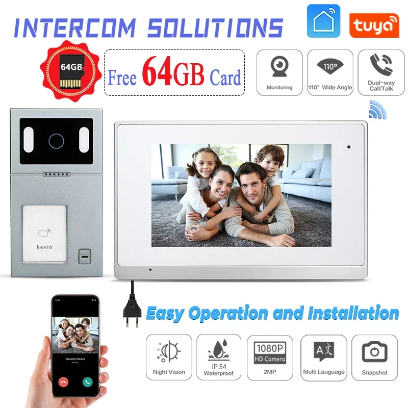 

Digital Unlock 2 Locks Video Door Phone With Wifi Tuya App Wire Smart Ip Video Intercom System For Apartments Villa In Factory