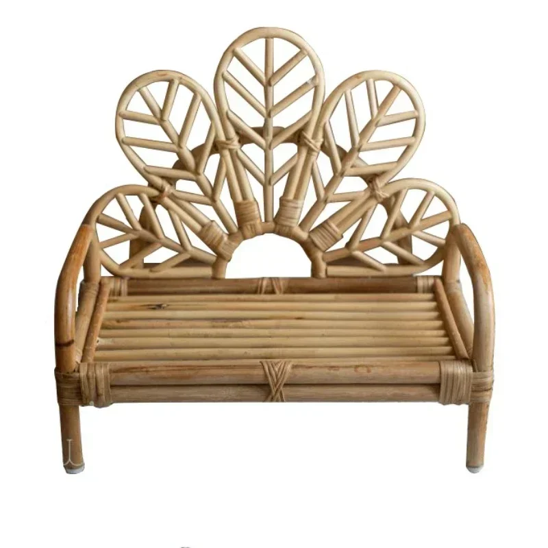 Rattan Bench Vietnam-Sourced Newborn Photography Props Practical Posing Furniture for Baby Studio Shoots and Growth Record Use