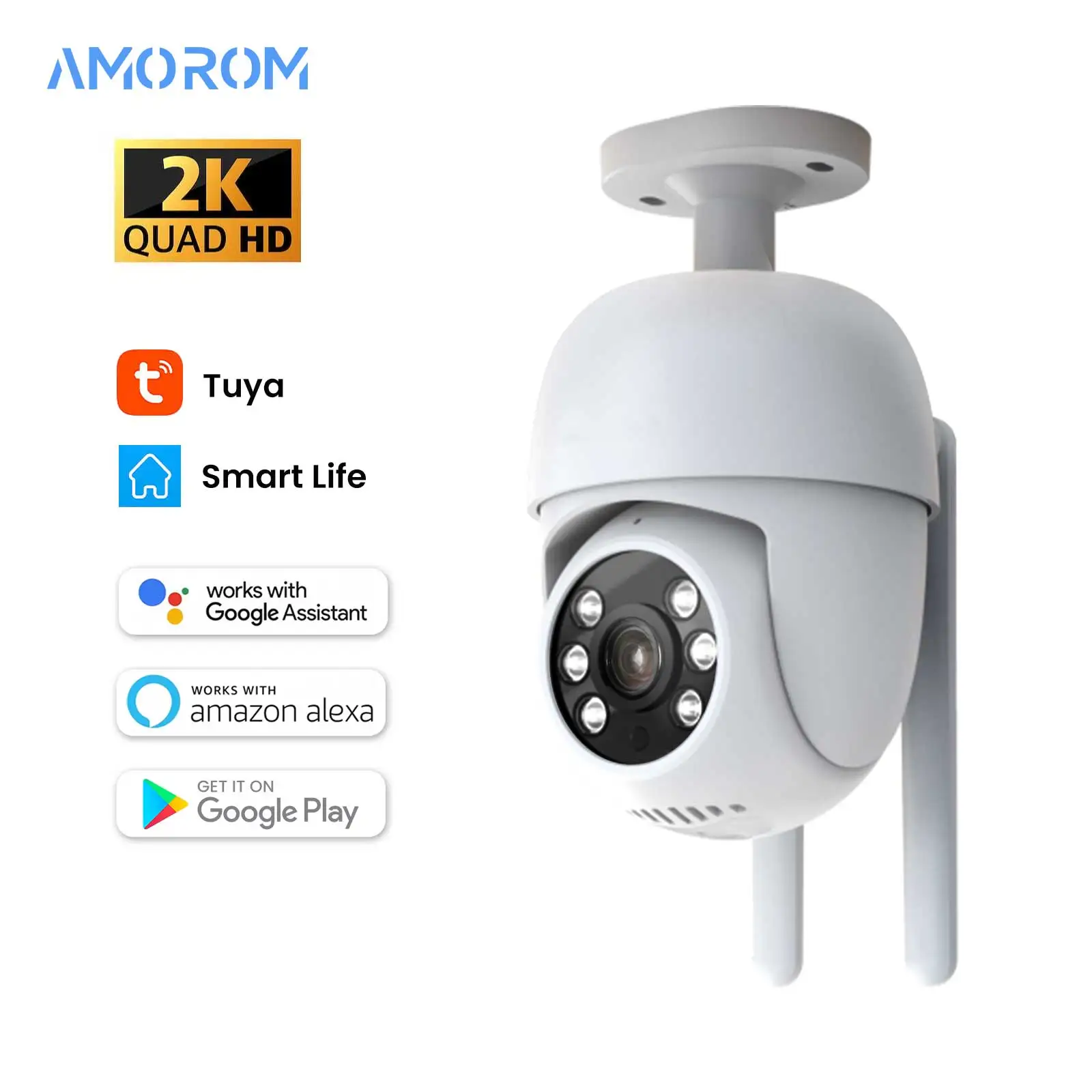 tuya camera ip ao ar livre 3mp wifi seguranca cor visao noturna deteccao de movimento p2p camera de vigilancia de video ptz com alexa google 2k 01