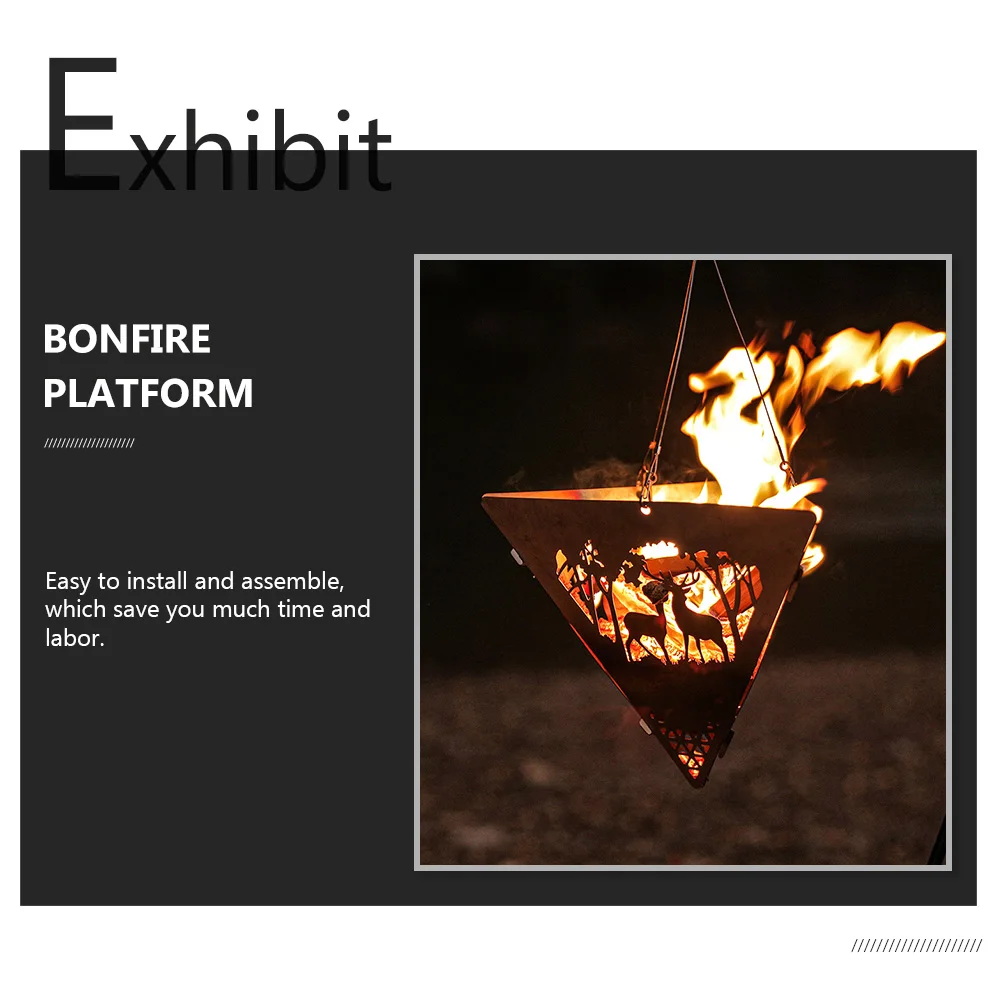 

1 Set Stainless Steel Hanging Bonfire Hollow Out Design High Temp Resistance Lightweight Portable Garden Outdoor Use Campfire