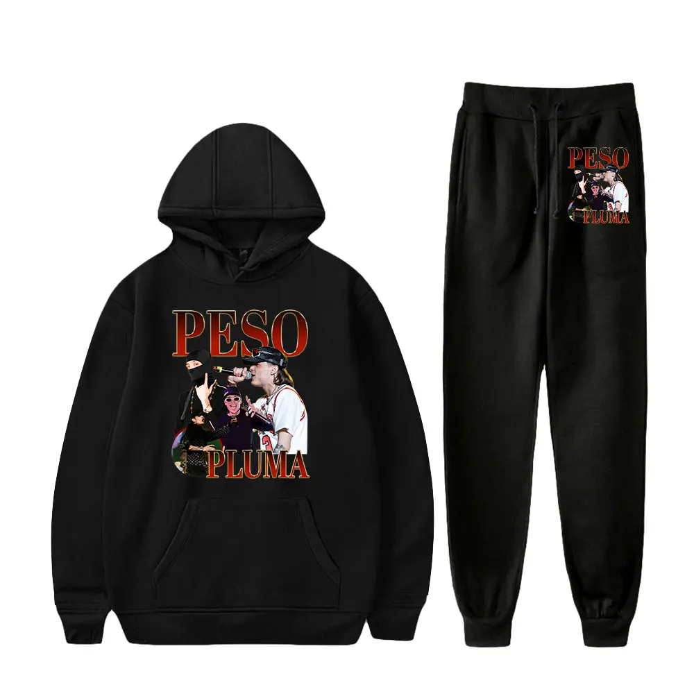 Peso Pluma Hoodie Jogger Pants Two Piece Set Sweatshirts+Sweatpants 2023 Casual Style Hip Hop Young Singer Men Women's Set