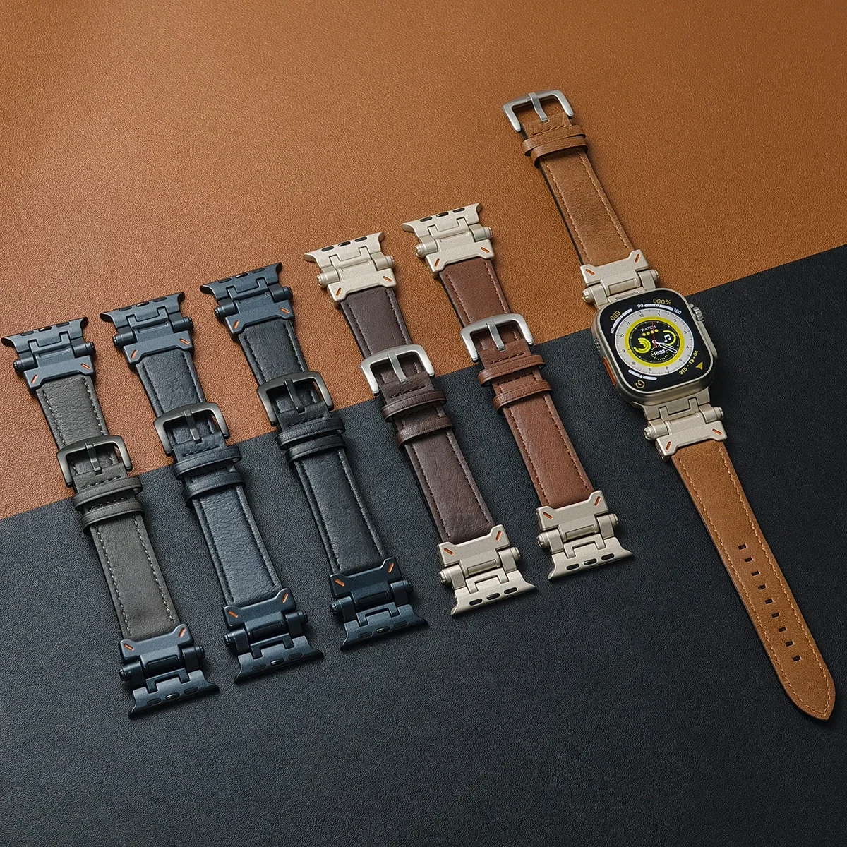 Кожаный ремешок для Apple Watch Ultra 2 Band 49 мм 3 2 1 42 мм Браслет для Iwatch Series 10 46 мм 9 8 7 6 SE 5 44 мм 45 мм Ремешок для часов