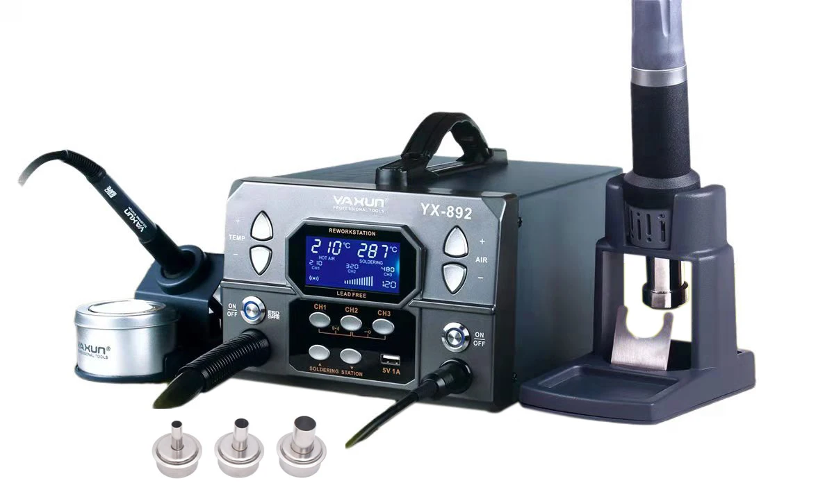 1000W High Power Rework Station YAXUN YX892 Professional Intelligent Lead-free 2 in 1 Hot air Gun Soldering Station