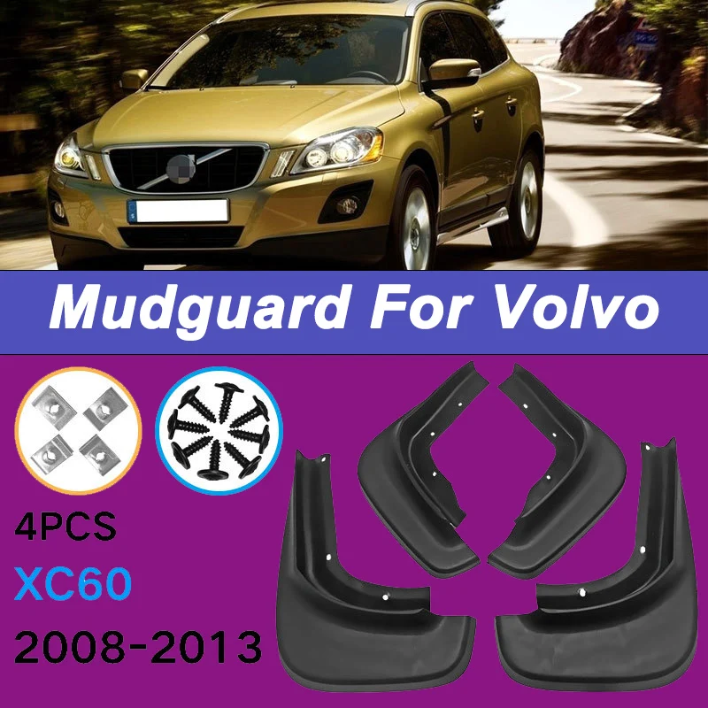 

For Volvo XC60 2008-2013 Automotive Tire Mudguard Waterproof Prevent Mud Splashing Car Mud Flaps Fender Trim 4pcs Accessories